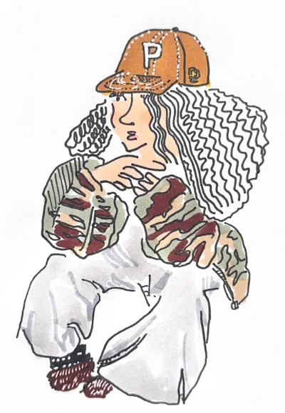 キャップの女性のイラスト