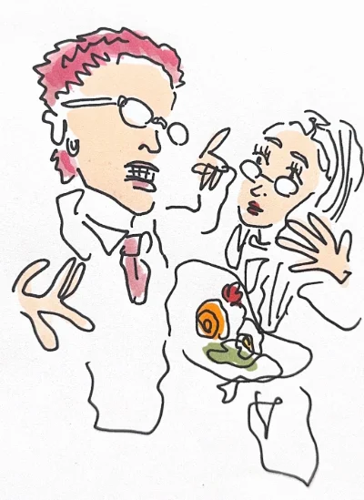 向かい合う二人のイラスト